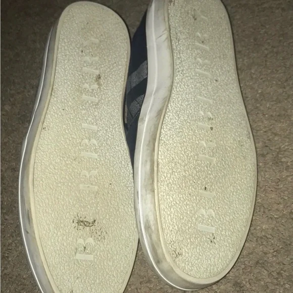 Burberry Navy Plaid Women's Loafers - Picture 2 of 3